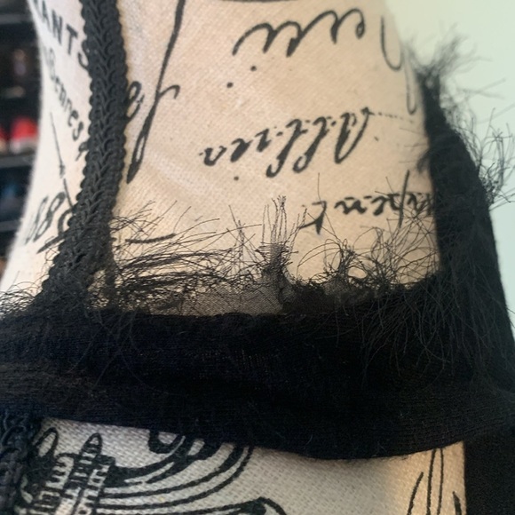 Olivia Moon Black Tank Sleeveless Top with Feathery Fringe Women’s Small Medium - Picture 5 of 6